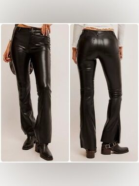 Free People We The Free Level Up Vegan Slit Bootcut Pants Black Size 27 NWT